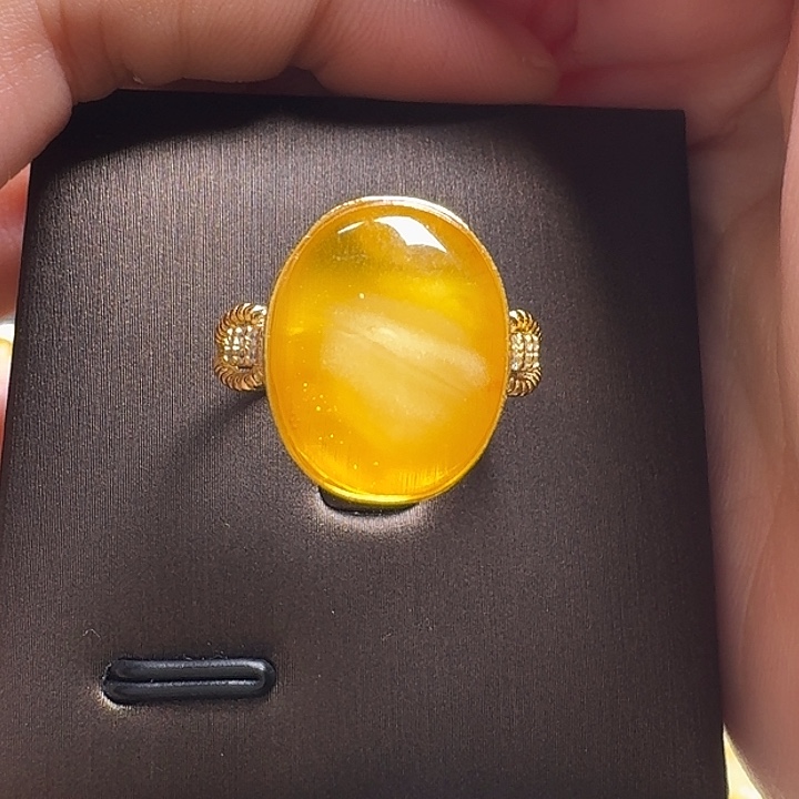 蜜蜡银S925镶嵌戒指戒指