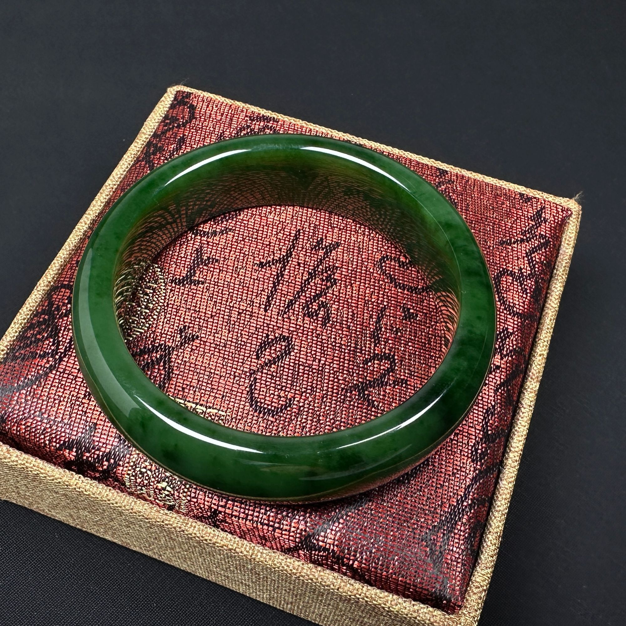 【璟宸】天然和田玉碧玉宽胎手镯