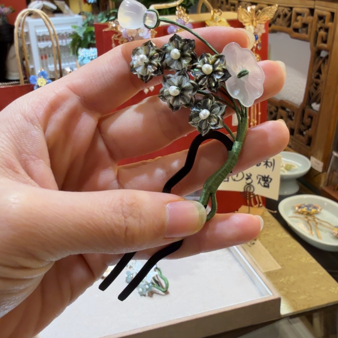 木质非金属黑贝小钗
