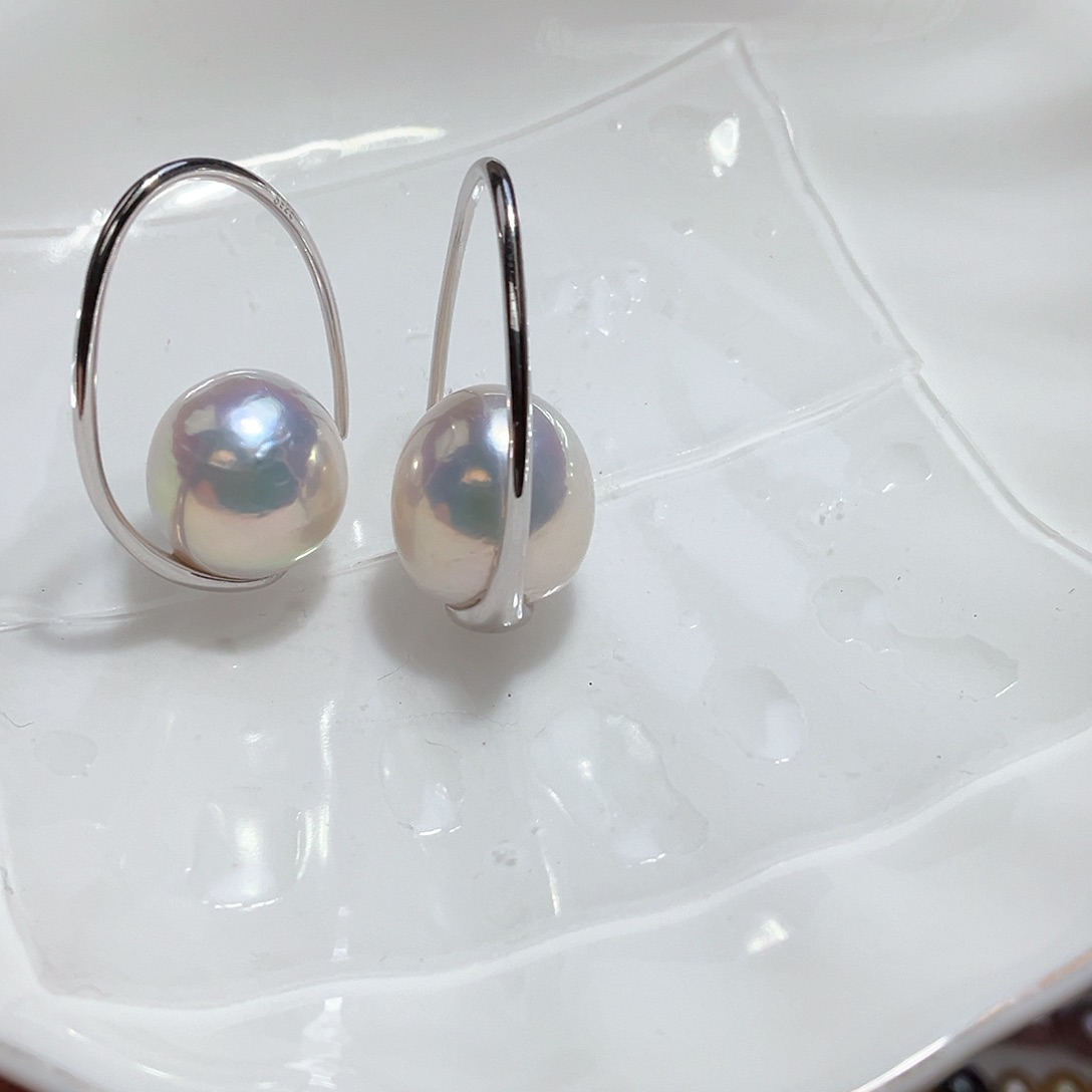 淡水珍珠耳饰银S925镶嵌?**?