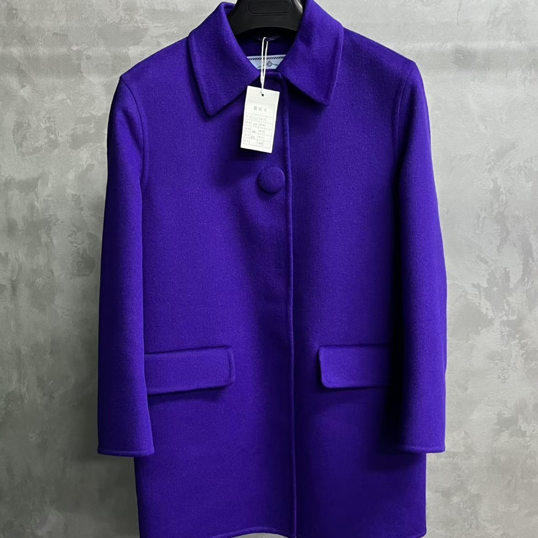 99新 Prada/普拉达 紫色纯色翻领大衣外套/40码/D01985