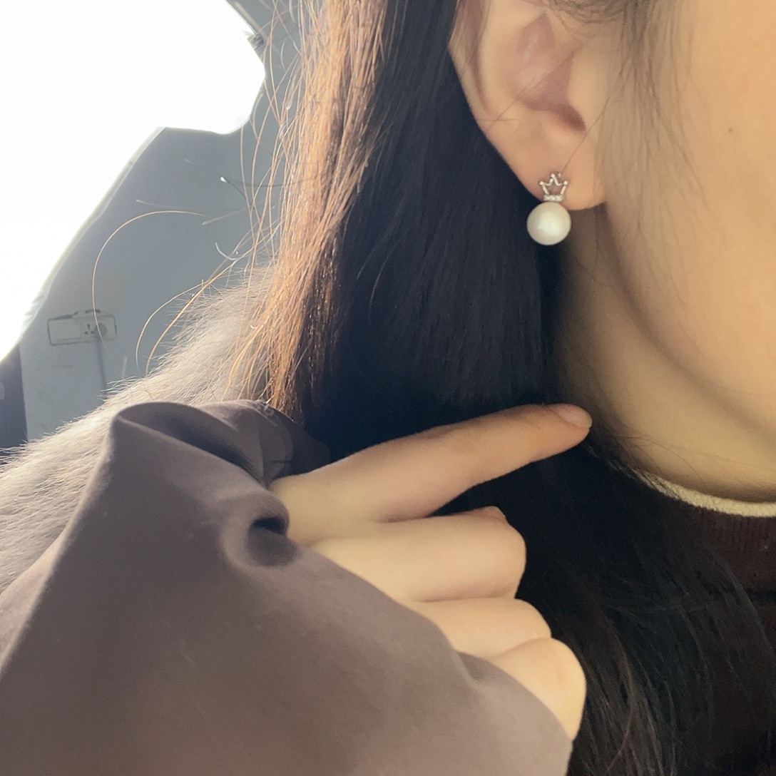 淡水珍珠耳饰银S925镶嵌