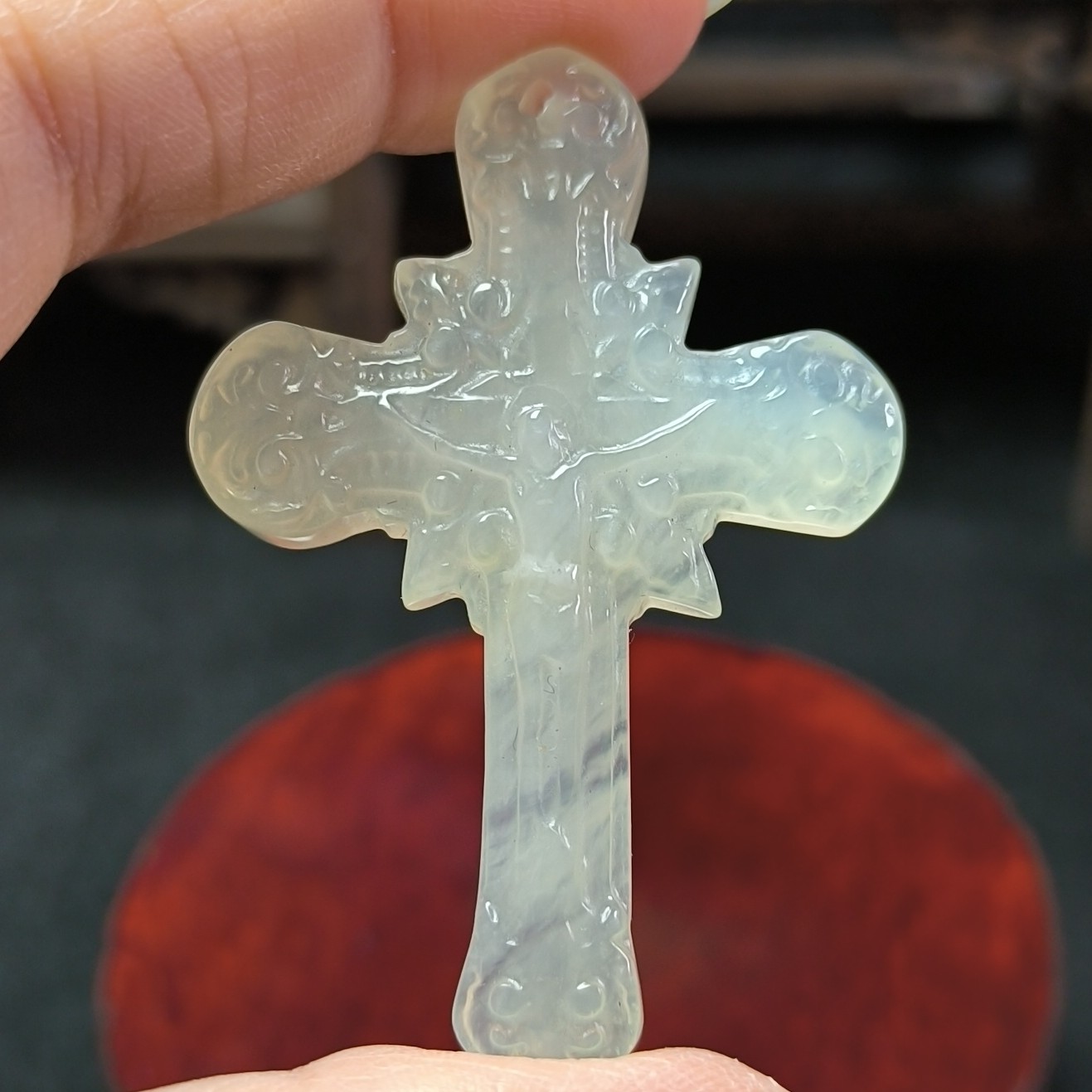 天然岫玉精品十字架吊坠挂件