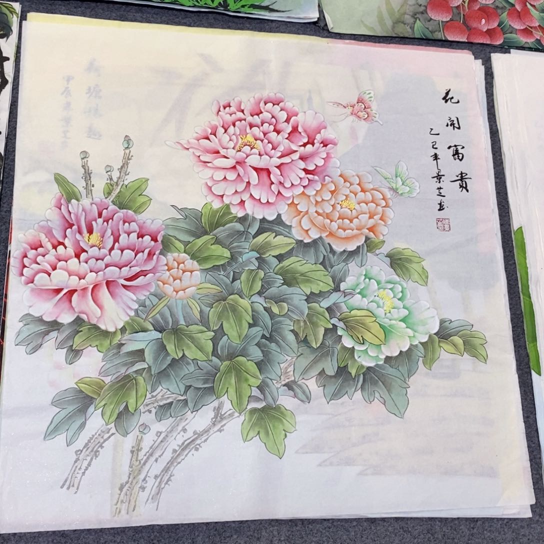国画尺寸68✖️68斗方手绘工笔画