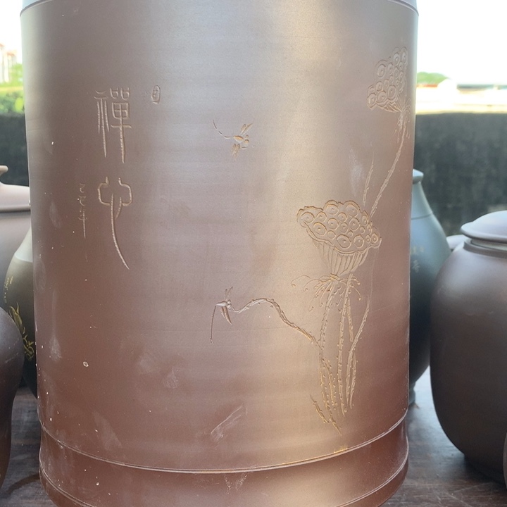 用***3摆件钦州坭兴陶茶叶罐瑕疵