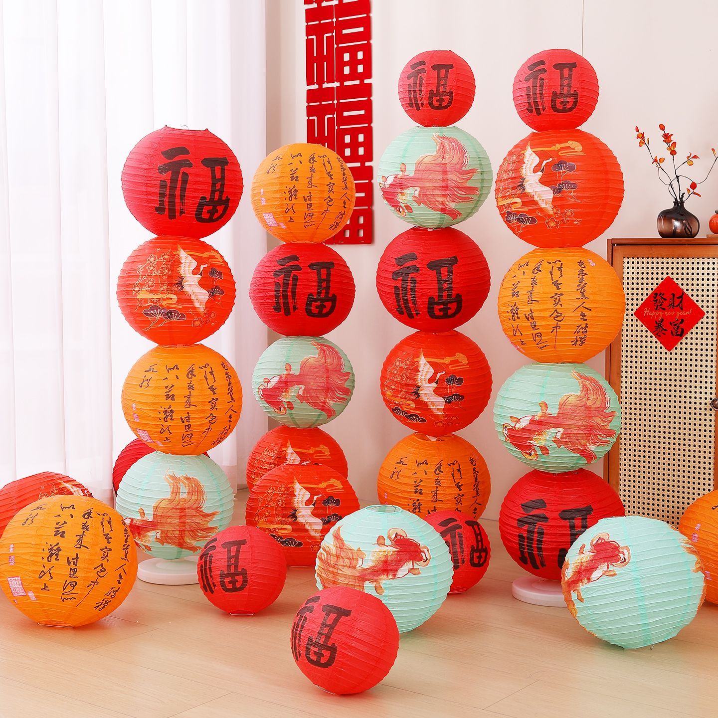 新年古风福字灯笼中式拍照道具场景布置乔迁新居氛围摆件装饰周岁