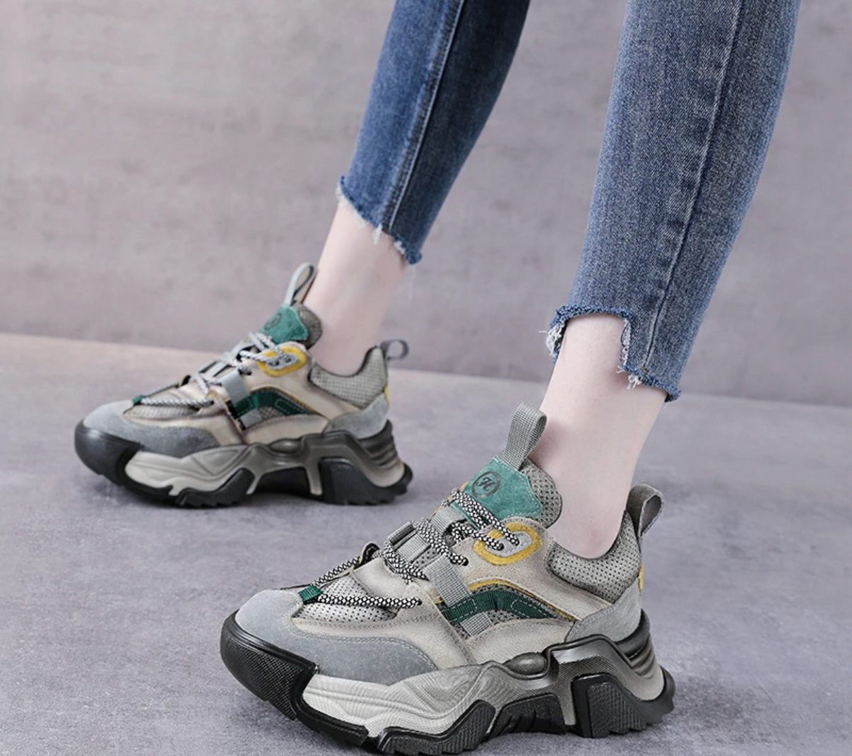 头层牛皮断码特价低帮系带老爹鞋复古真皮休闲运动鞋百搭