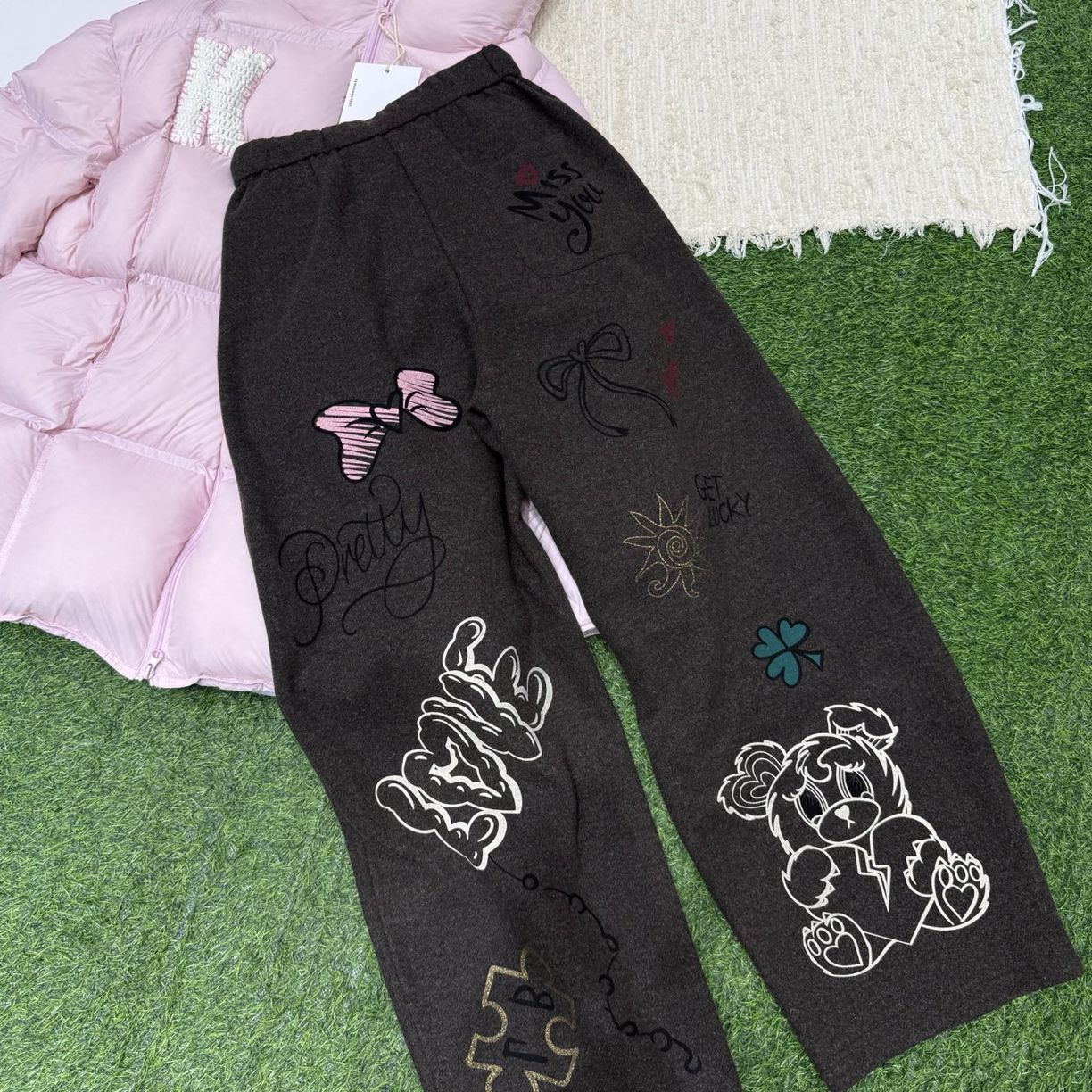 欧洲站5891# Bohan秀秀家新款卡通熊仔加厚加绒休闲裤卫裤