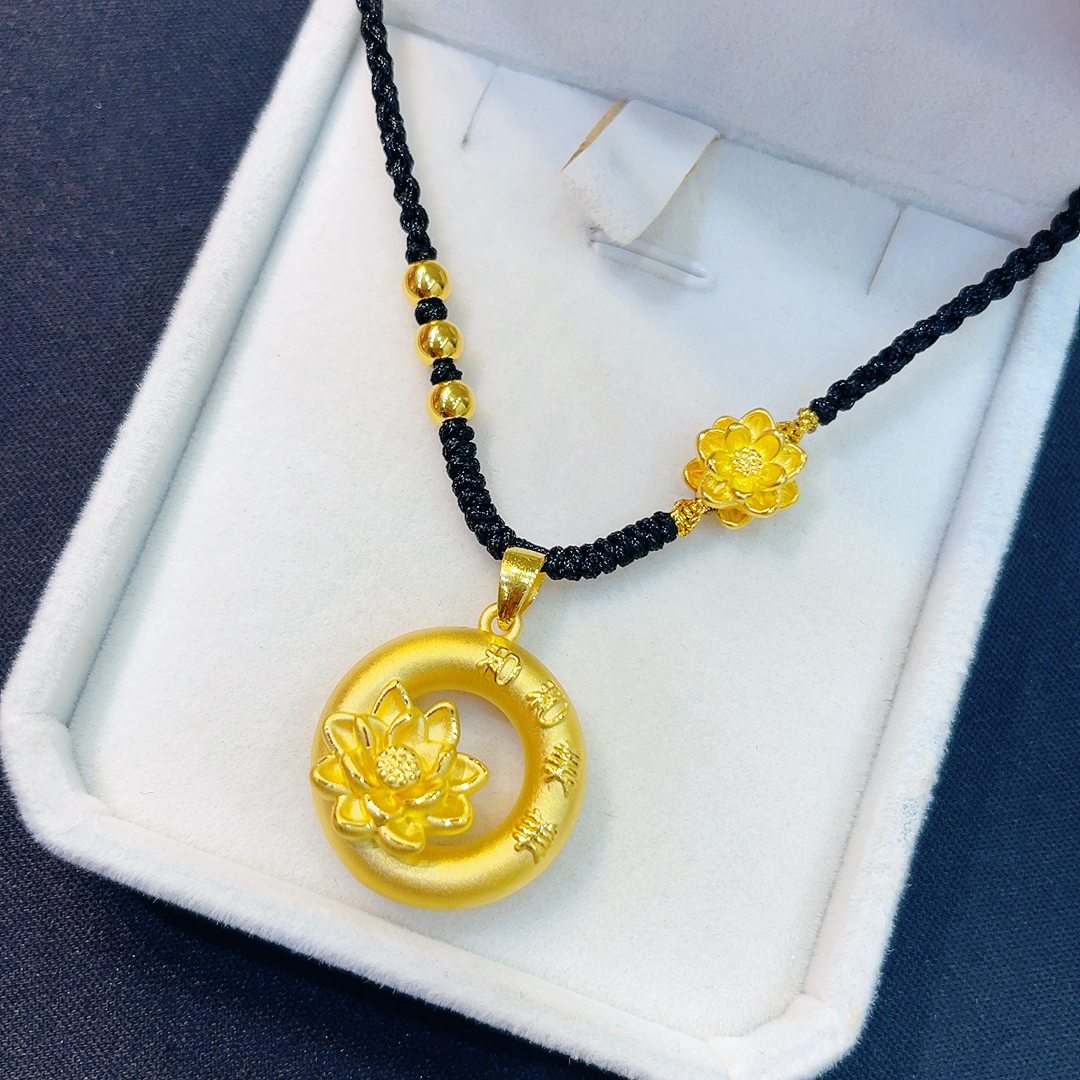 足金999黄金和和美美编绳项链
