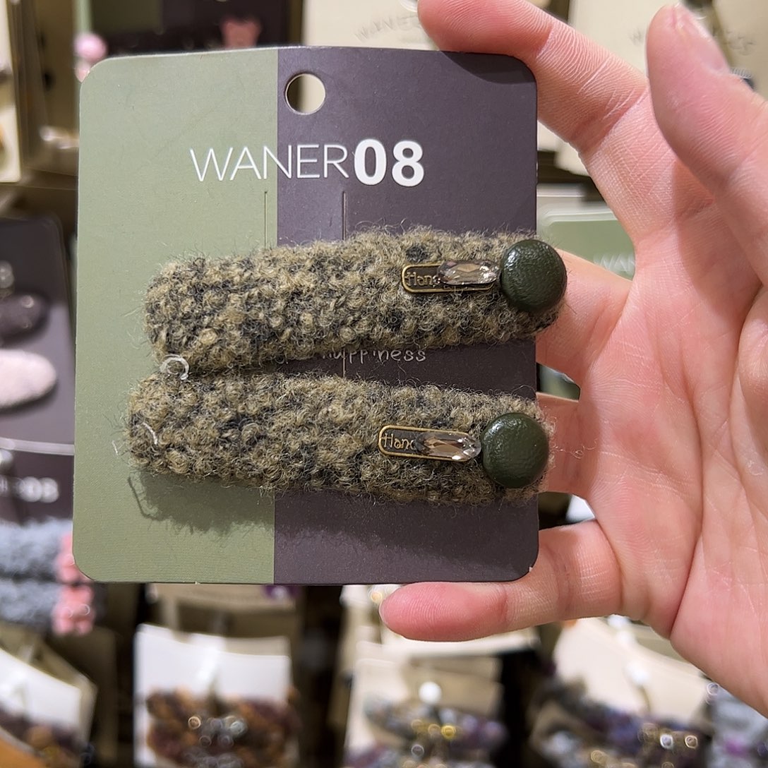 小***女布艺非金属绿豆拜拜夹