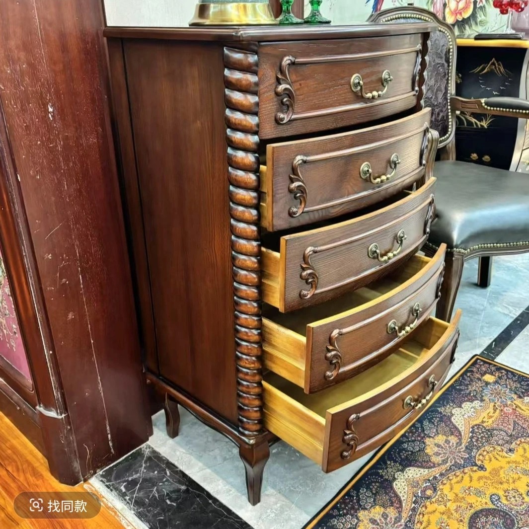 美式复古边柜储物收纳柜子五斗柜59.5*40*97