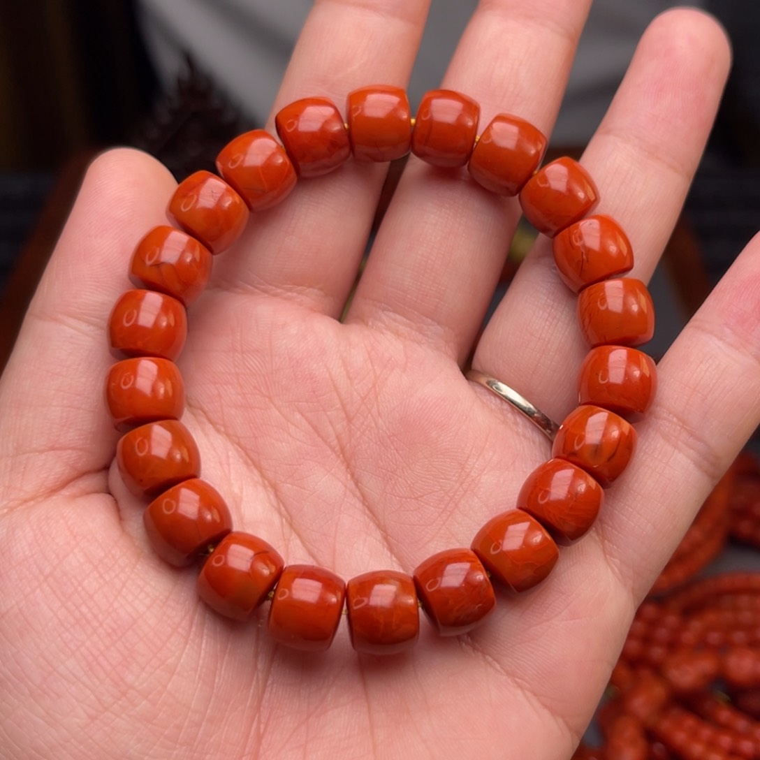 南红玛瑙直切手串卡10尺寸未镶嵌