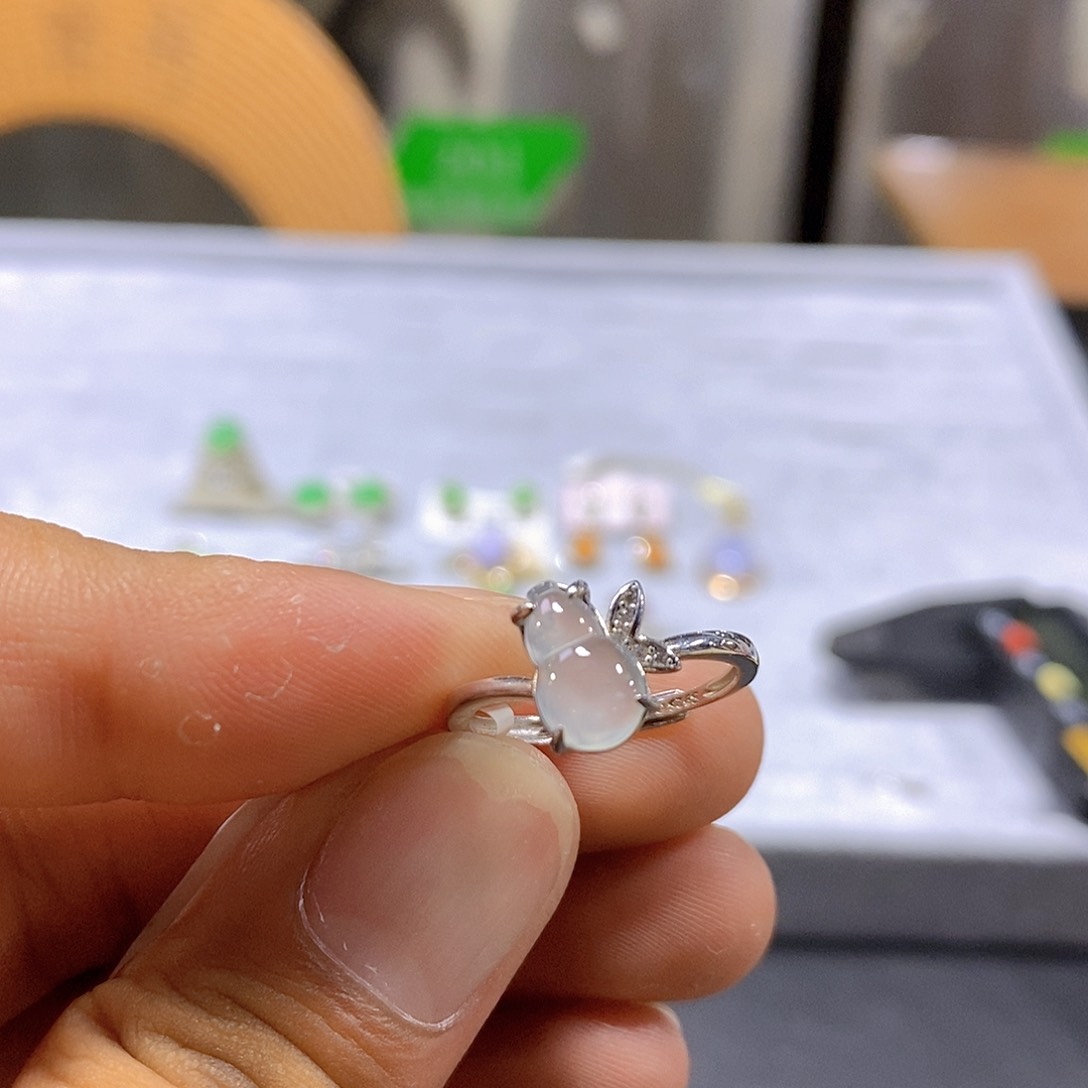 翡翠戒指银S925镶嵌21号