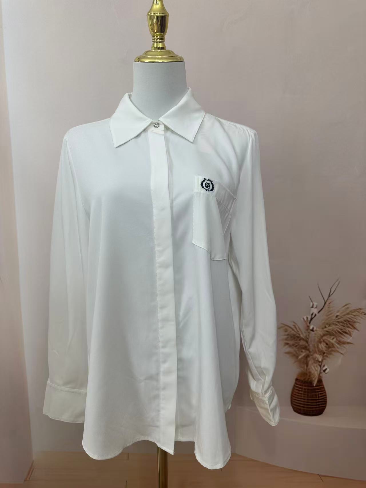 【下单无需备注自选尺码】白色衬衫刺绣款主播同款