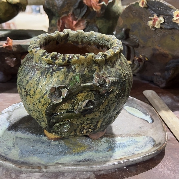 手工粗陶高温花盆