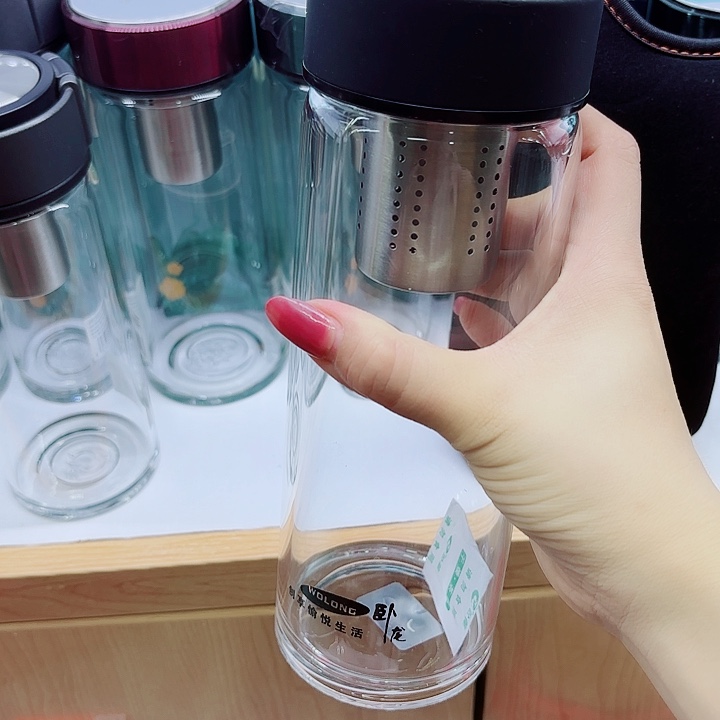 卧龙品牌单层玻璃杯泡茶师720Ｍｌ➕杯套