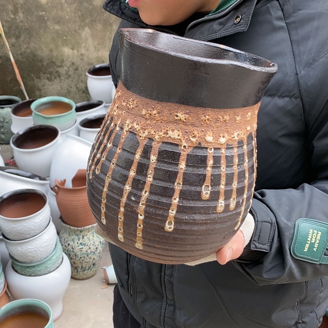 紫砂花盆瑕疵口15高20