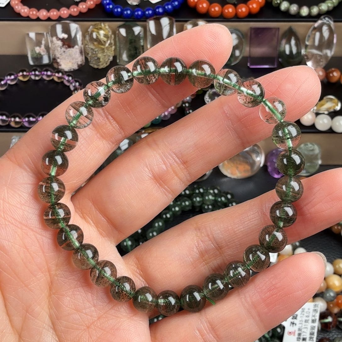 水晶手链未镶嵌天然绿幽灵步步高升千层