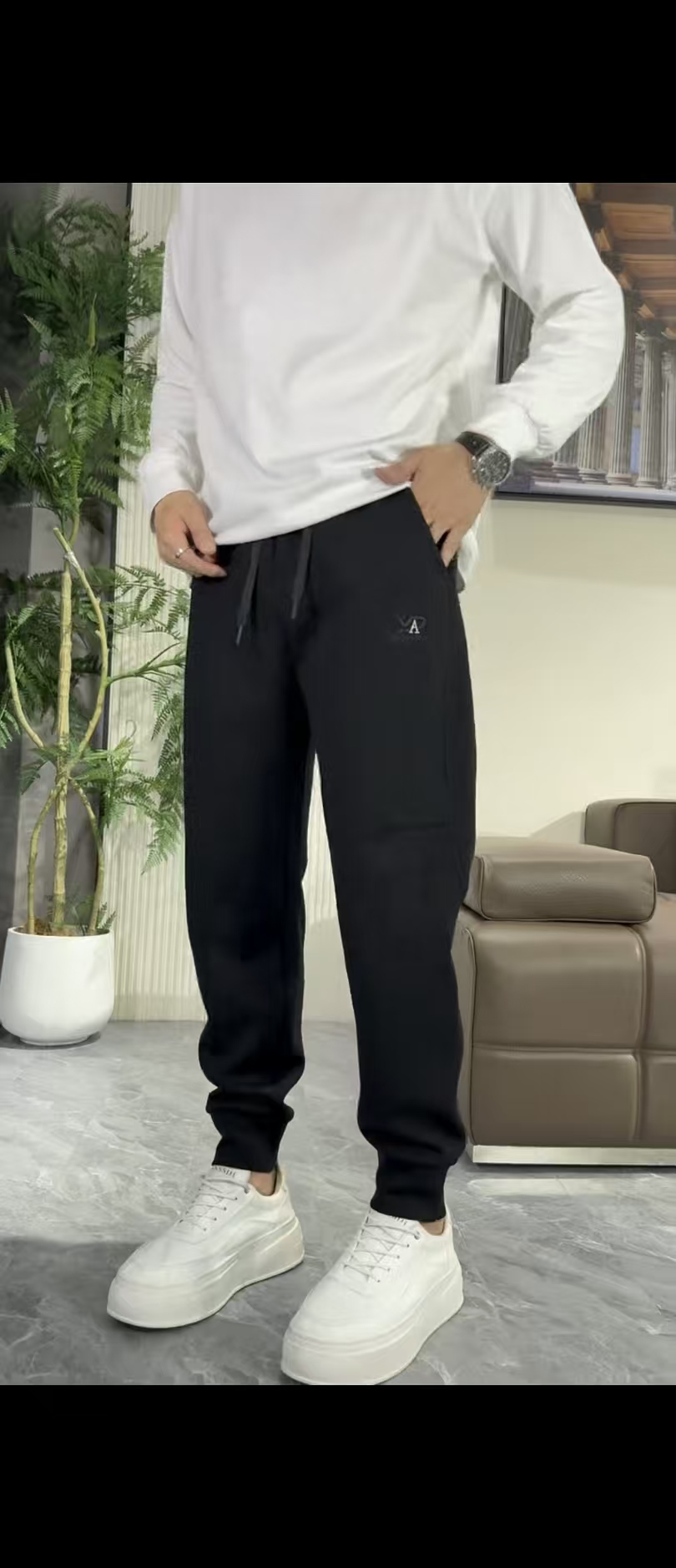 超强弹性耐磨高腰运动长裤运动休闲系带保暖男男士男款休闲裤