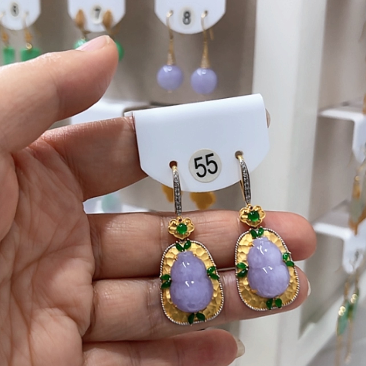 【闪购商品】翡翠耳饰18K金镶嵌翡翠耳坠