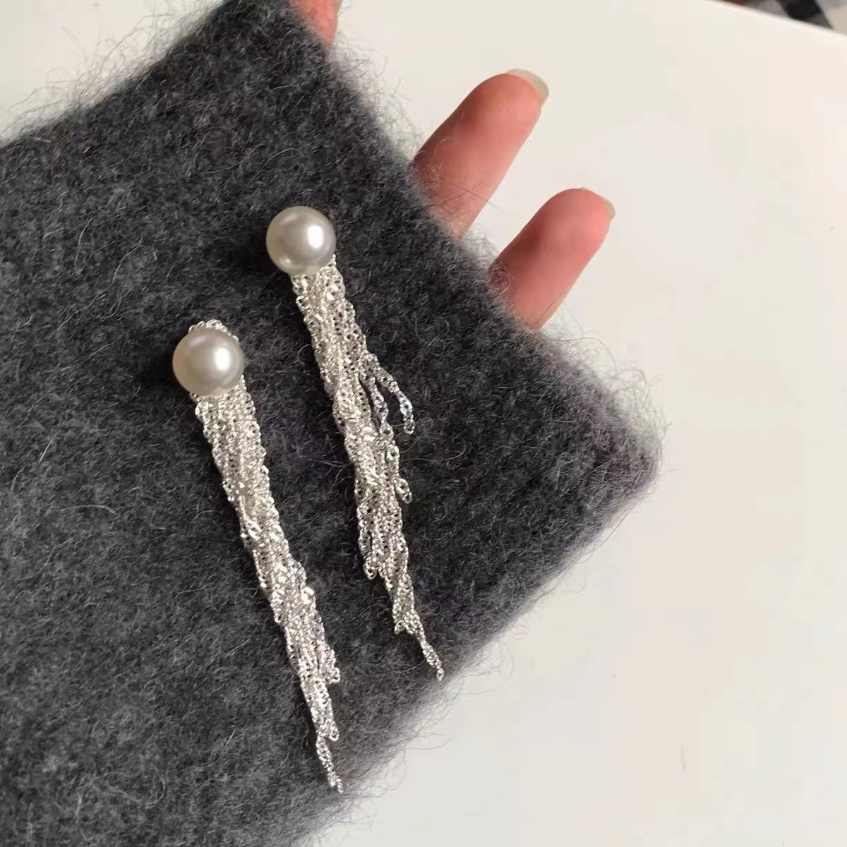 铜合金耳饰 流苏日韩甜美女款原创设计耳钉韩版小众轻奢珠宝1801