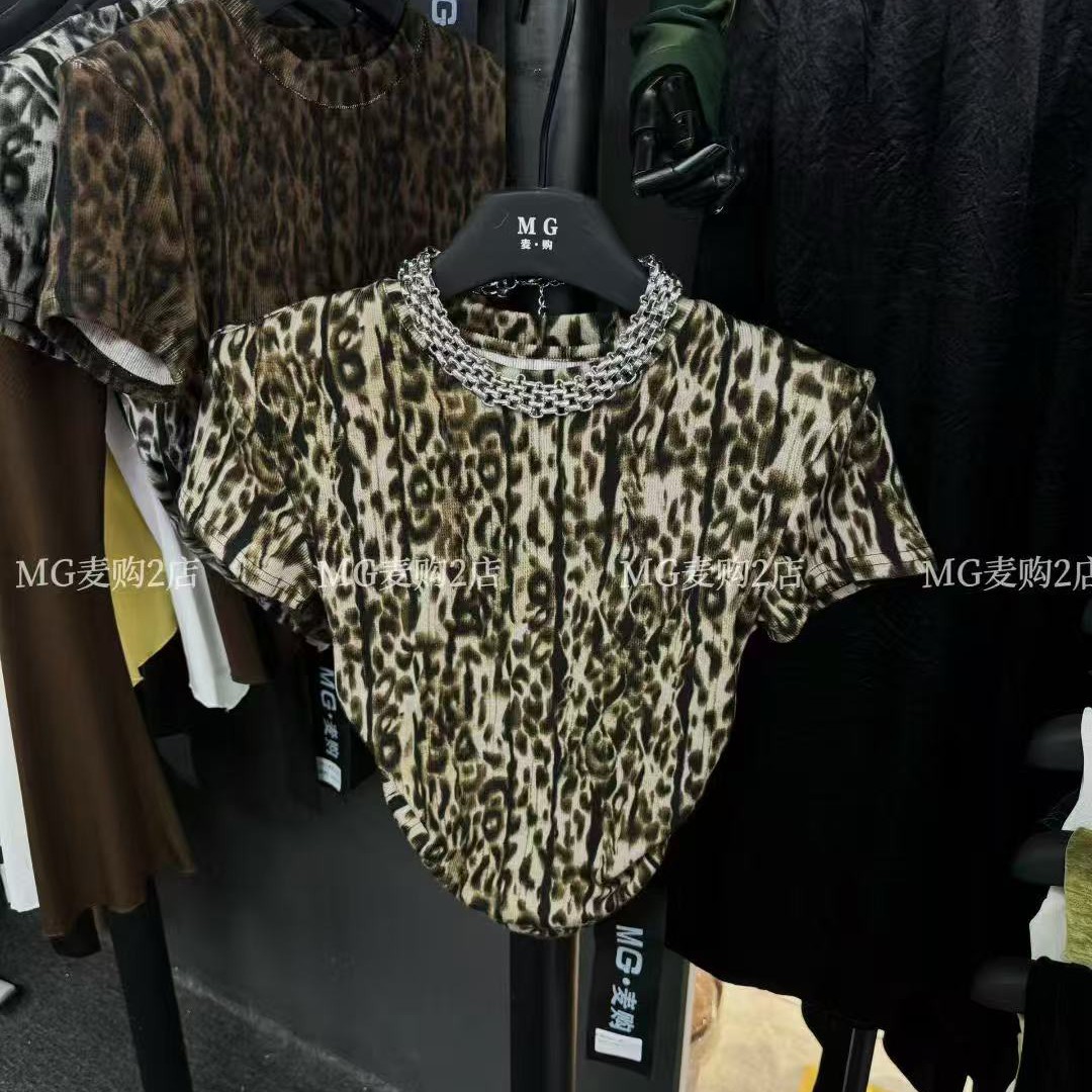 婷子-订制洋气修身款豹纹T恤（8-6788）