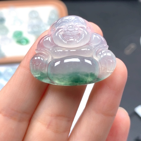 翡翠颈饰未镶嵌冰种飘花大佛公