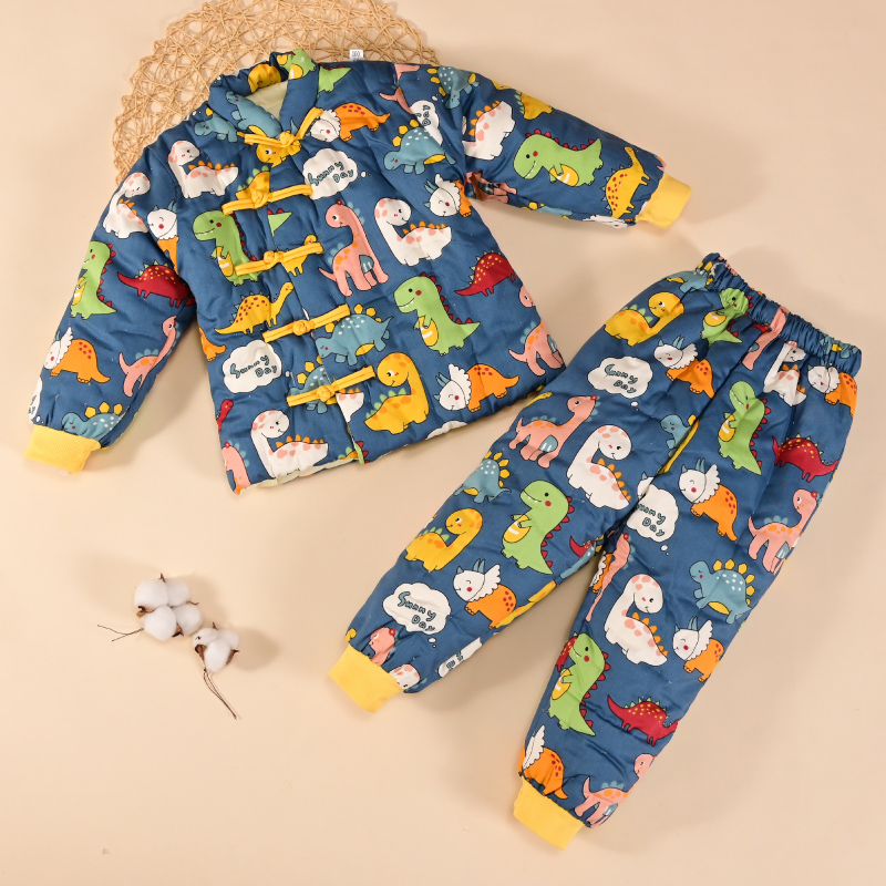 新款儿童手工棉花衣民族风加厚盘扣【分体平腰】套装