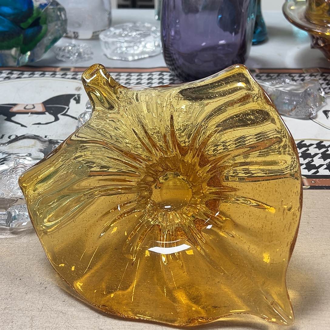 琉璃长20琥珀密集气泡琉璃果盘花器