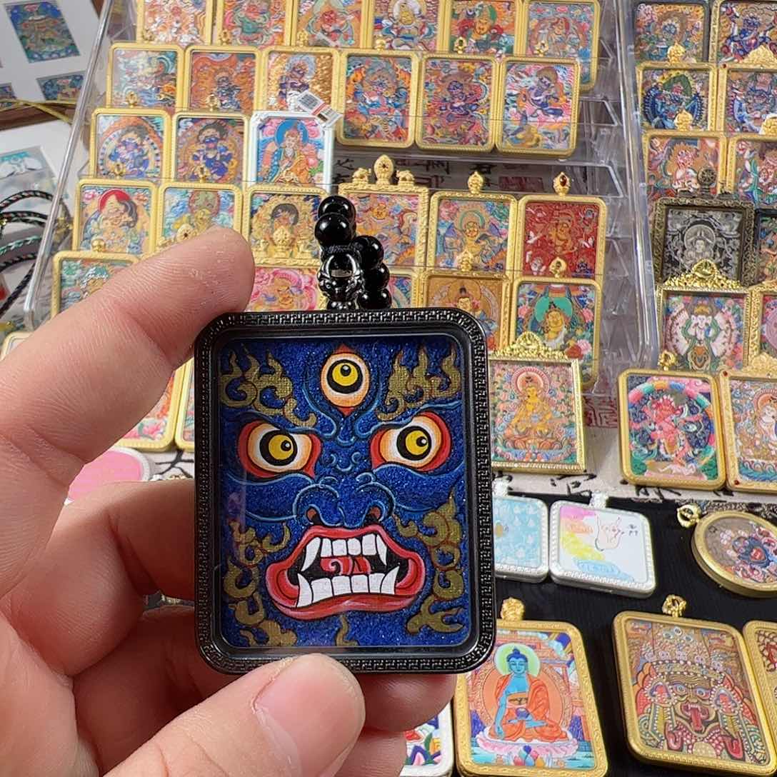 吊坠墨**学纯手绘唐卡大黑面首