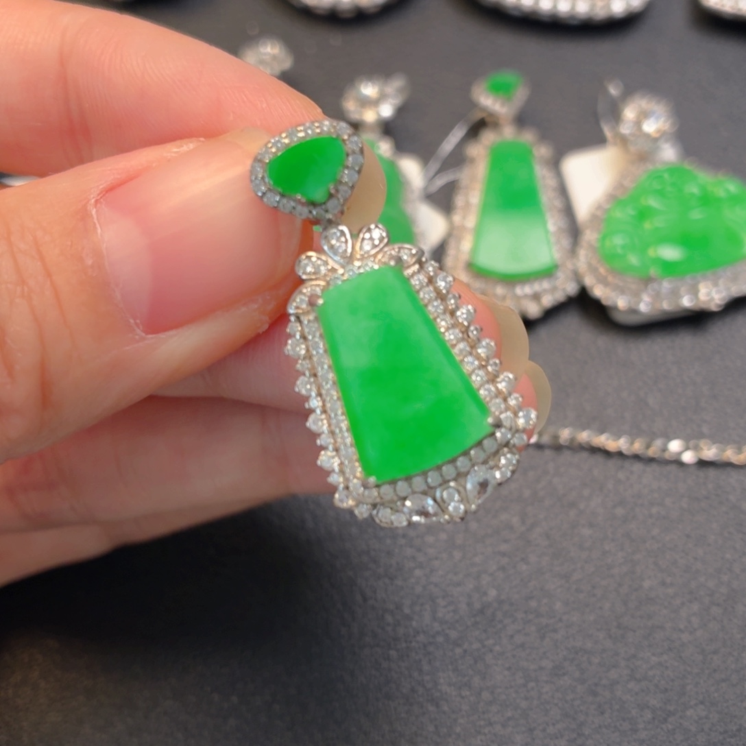 翡翠银S925镶嵌吊坠(不含链)