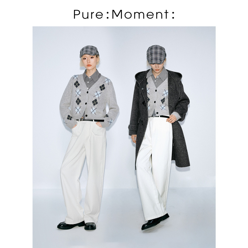 小麦檬Pure:Moment:浅灰miu系毛衣外套毛针织衫4FB135971