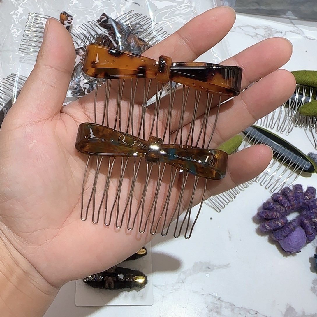 非金属X07豹纹醋酸插梳2个