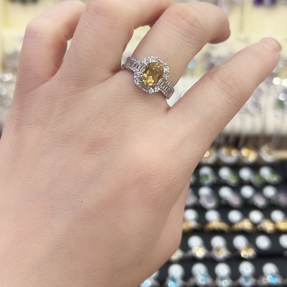 戒指银S925镶嵌黄晶