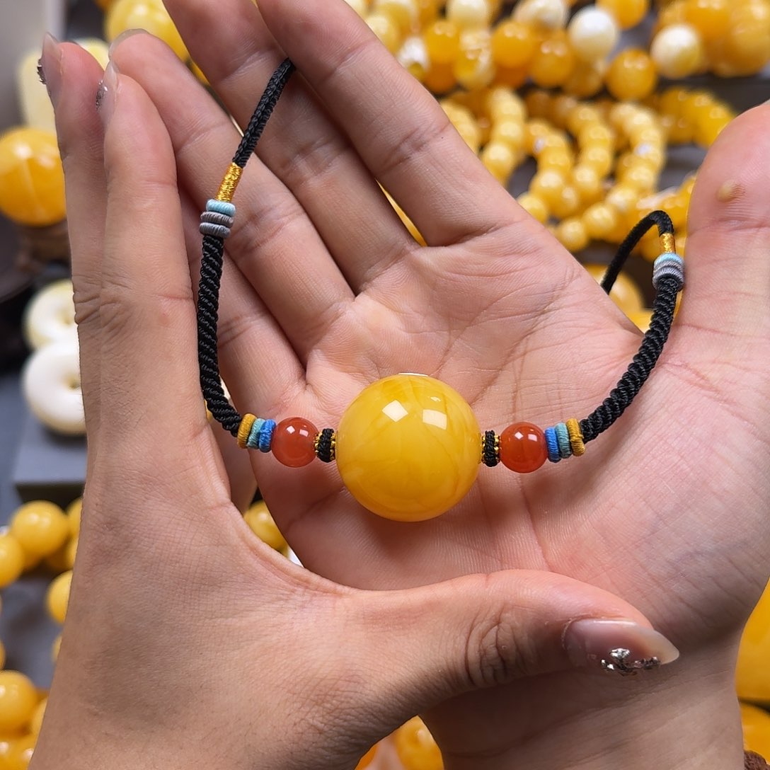 琥珀珠宝奇石未镶嵌锁骨29mm