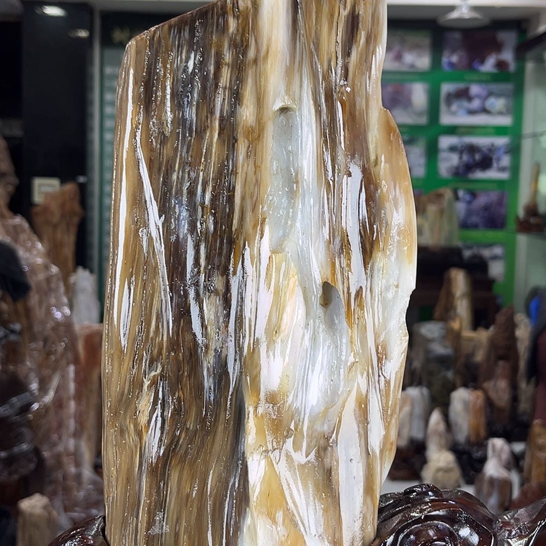 缅甸天然树化玉摆件