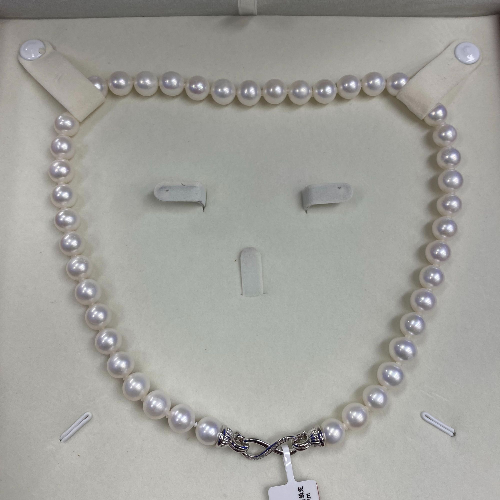 【喜喜凡 】S925银淡水珍珠白珠无核全珠链8-9mm左右