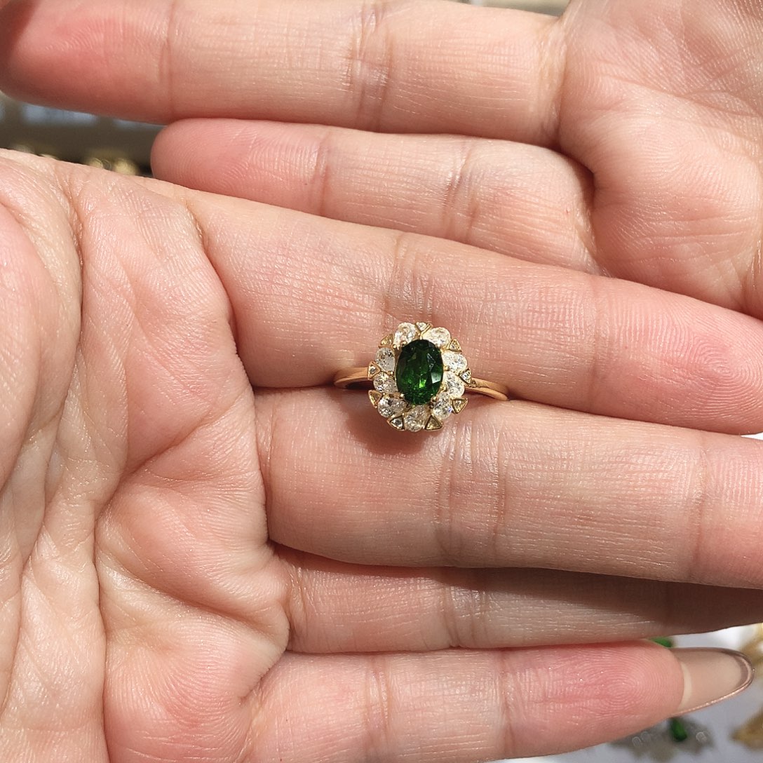 透辉石戒指银S925镶嵌