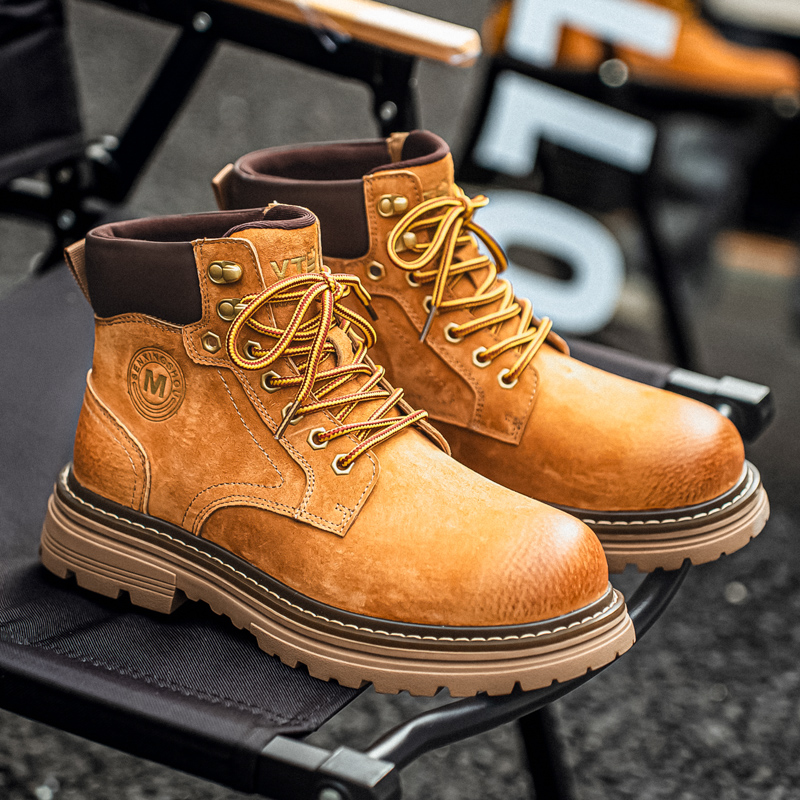 2025秋冬男生真皮复古厚底防滑马丁靴增高男士大黄靴复古工装靴
