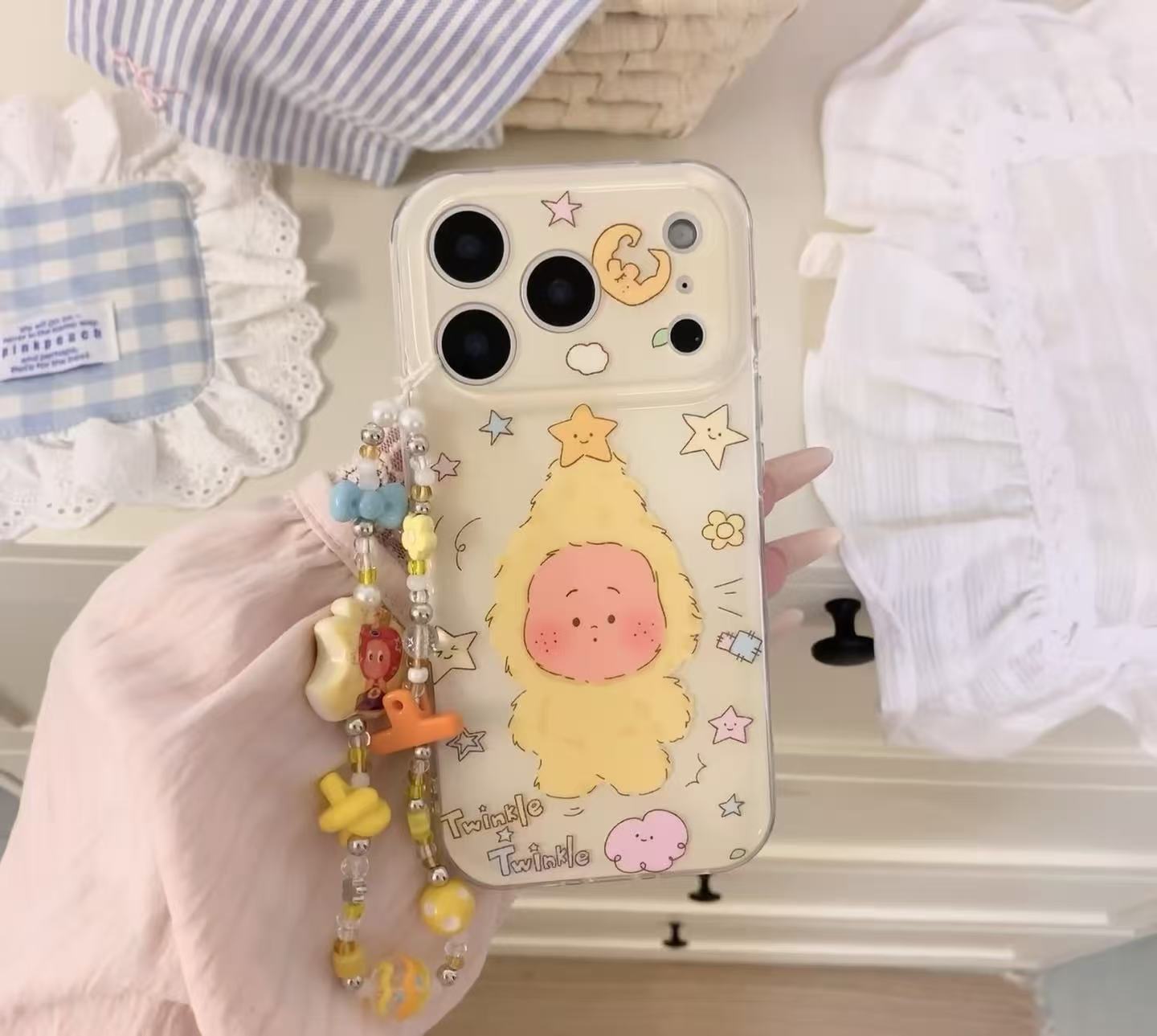 亮面可爱星星人适用苹果17iPhone15promax16防摔手机壳少女14