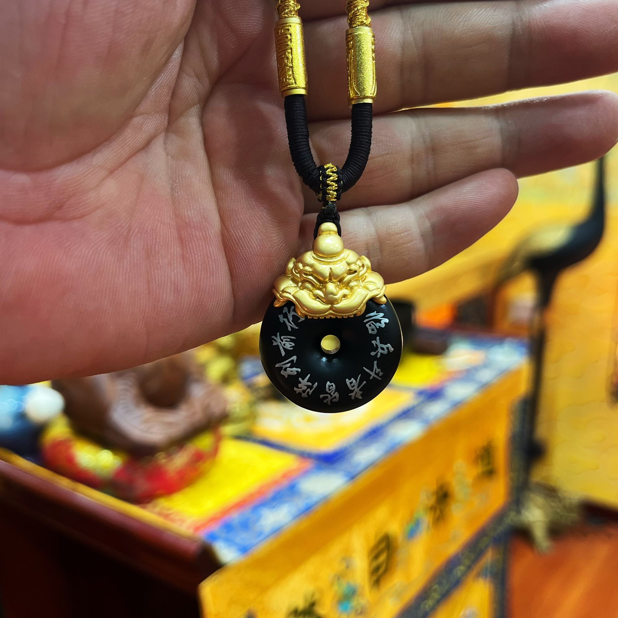 银木质吊坠 【正品】雷枣木镀金嵌银九字吊坠