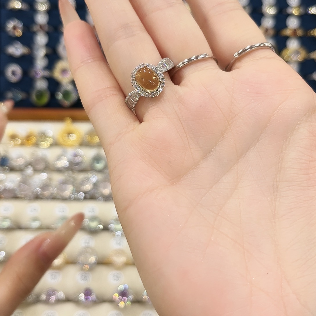 女款银S925镶嵌黄晶真***子戒指19