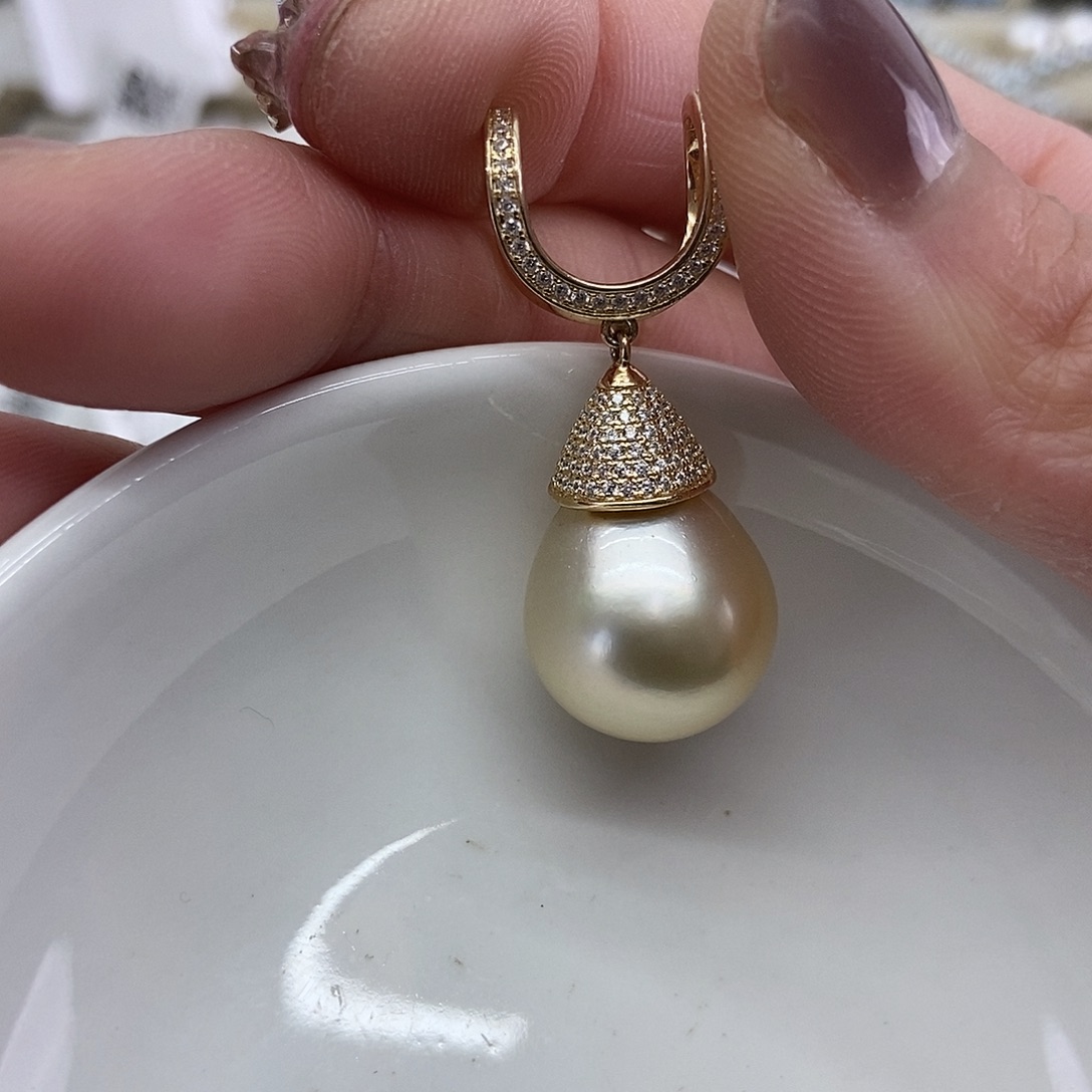 海水珍珠吊坠(不含链)银S925镶嵌