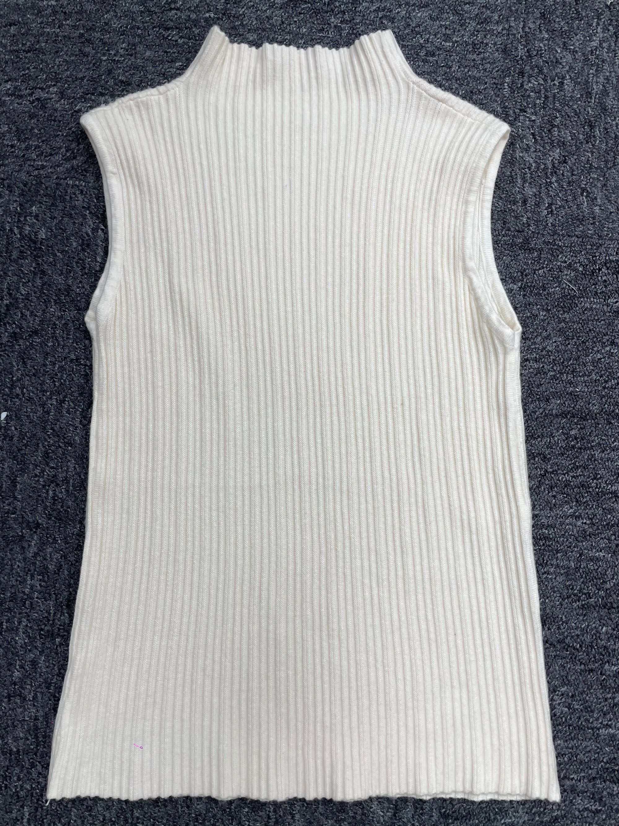 短外套（081-100）白色针织时尚百搭打底女士羊绒无袖休闲半高领