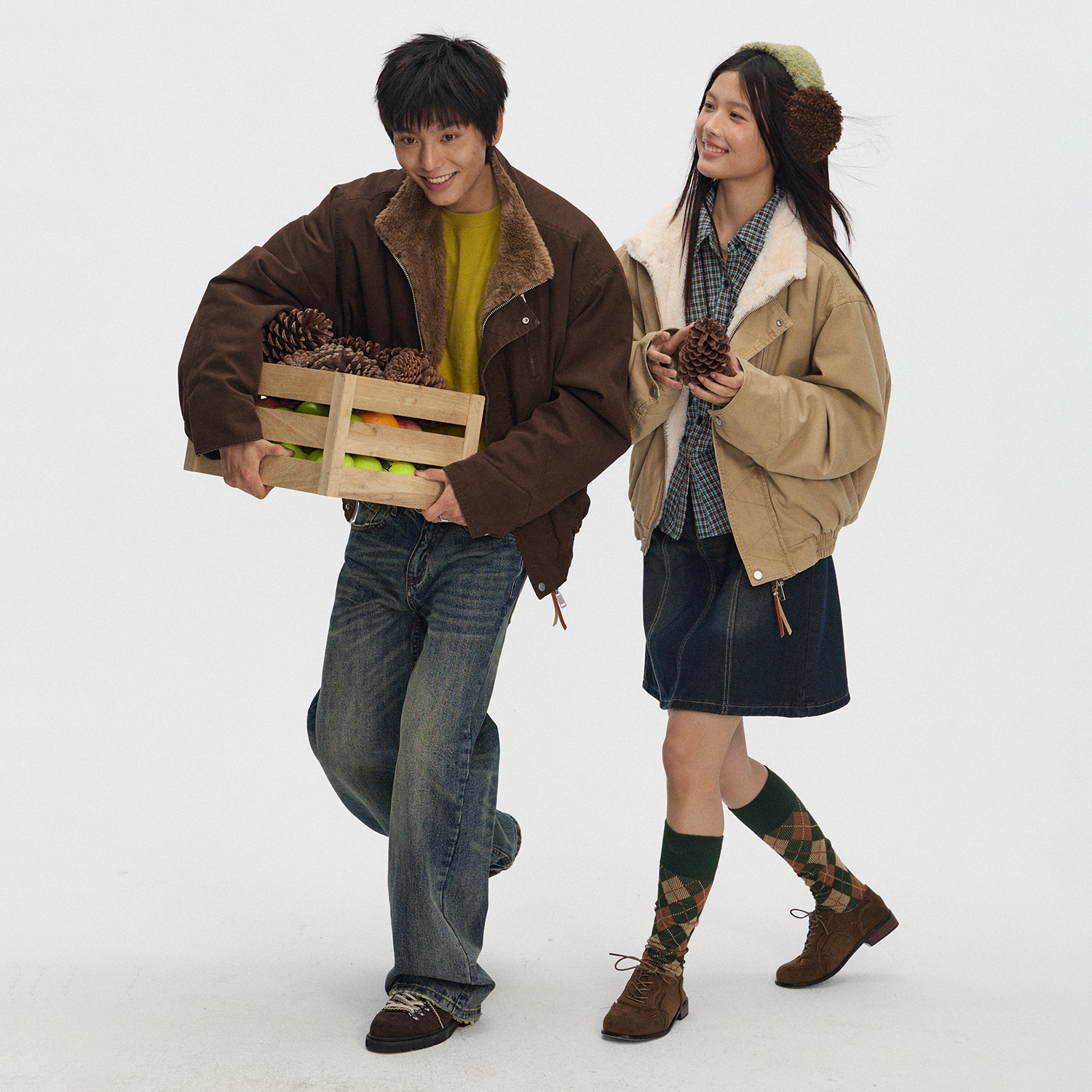 【江南先生】座山雕凹凸肌理感立领飞行夹克短款棉服外套JN54K03