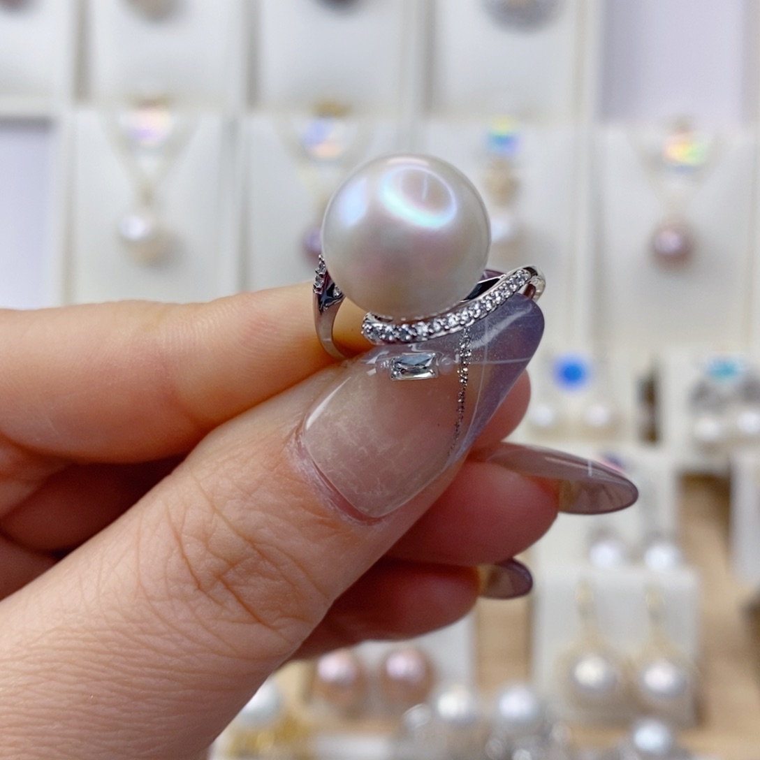 淡水珍珠戒指银S925镶嵌是**呀