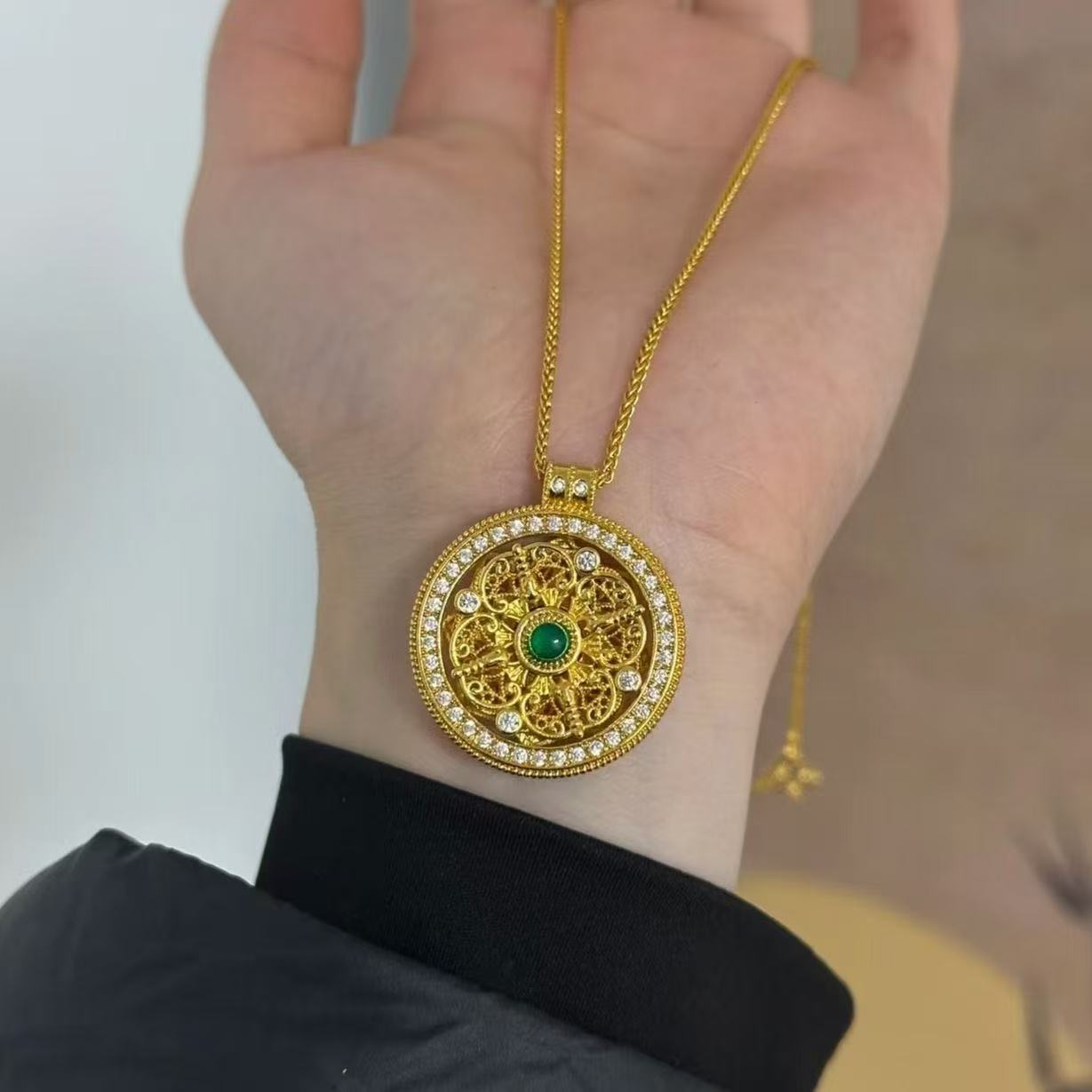 【官方正品】镀K999 罗盘金刚杵可旋转吊坠赠链【SDZ21】