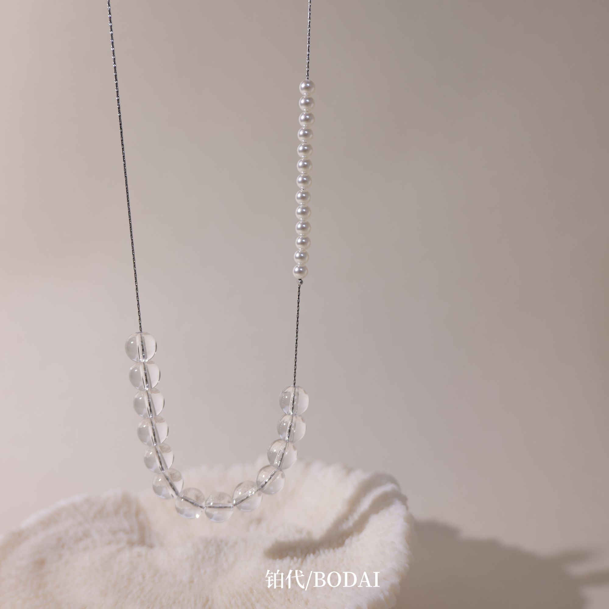 钛钢仿珍珠项链 铂代定制【百事欢】韩国软糯星光百搭不掉色项链