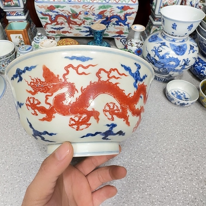 m***g摆件陶陶瓷纯手工红碗
