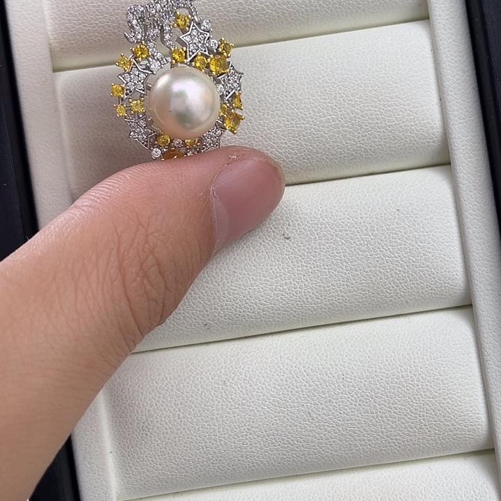 海水珍珠吊坠(不含链)银S925镶嵌